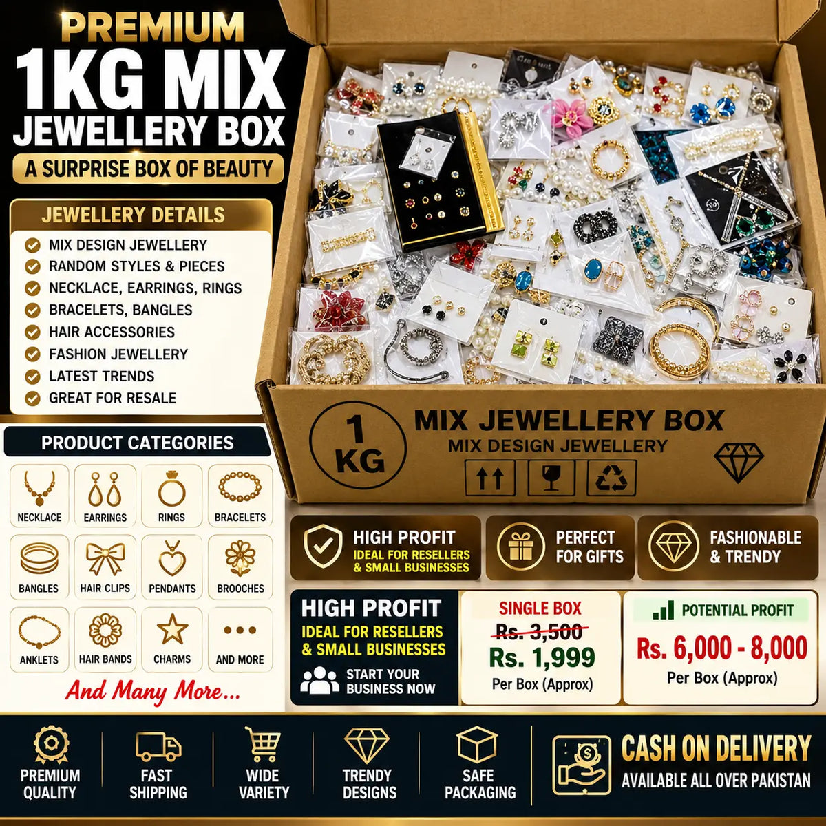 1 KG Mix Jewellery Box 60–65 China Imported Jewellery Articles | Wholesale Deal