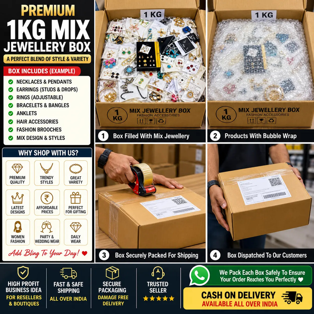 1 KG Mix Jewellery Box 60–65 China Imported Jewellery Articles | Wholesale Deal
