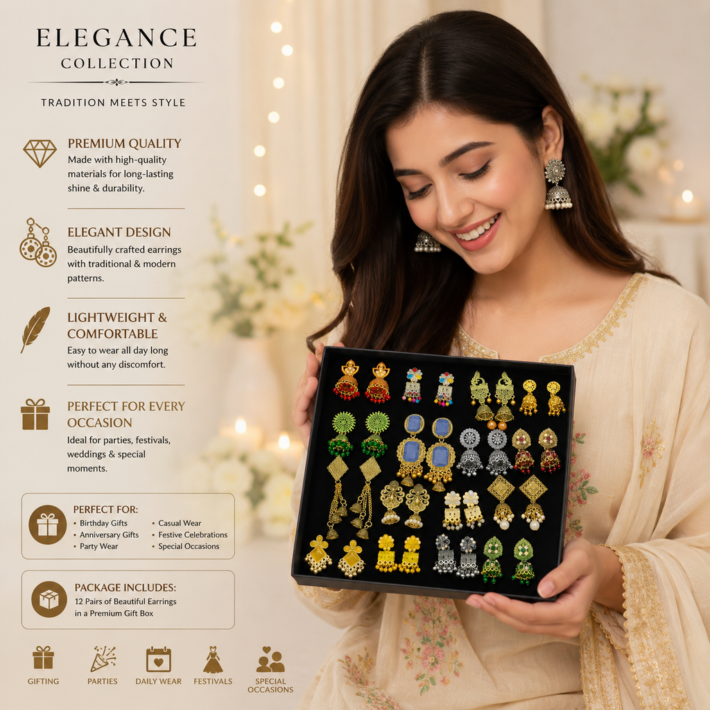 VALUE JHUMKI BOX (12 PAIRS) ✨
