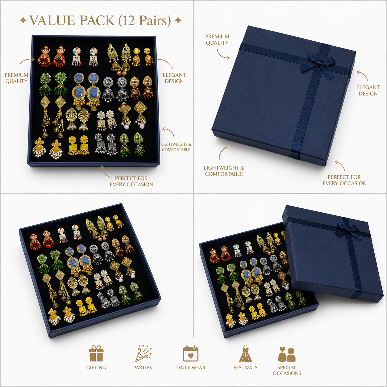 VALUE JHUMKI BOX (12 PAIRS) ✨