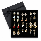 Trending Stainless Steel & Zircon Earrings Gift Collection (12 PAIRS) ✨