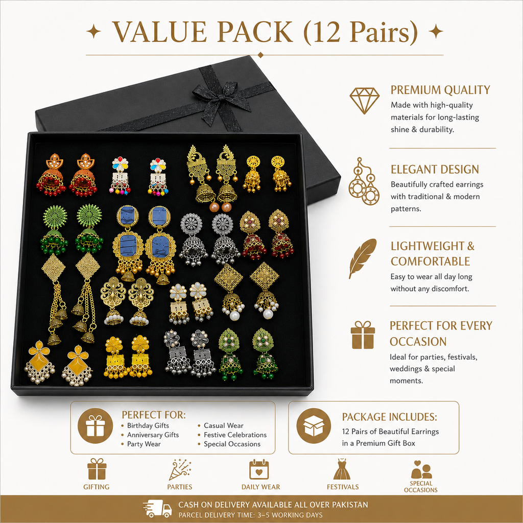 VALUE JHUMKI BOX (12 PAIRS) ✨