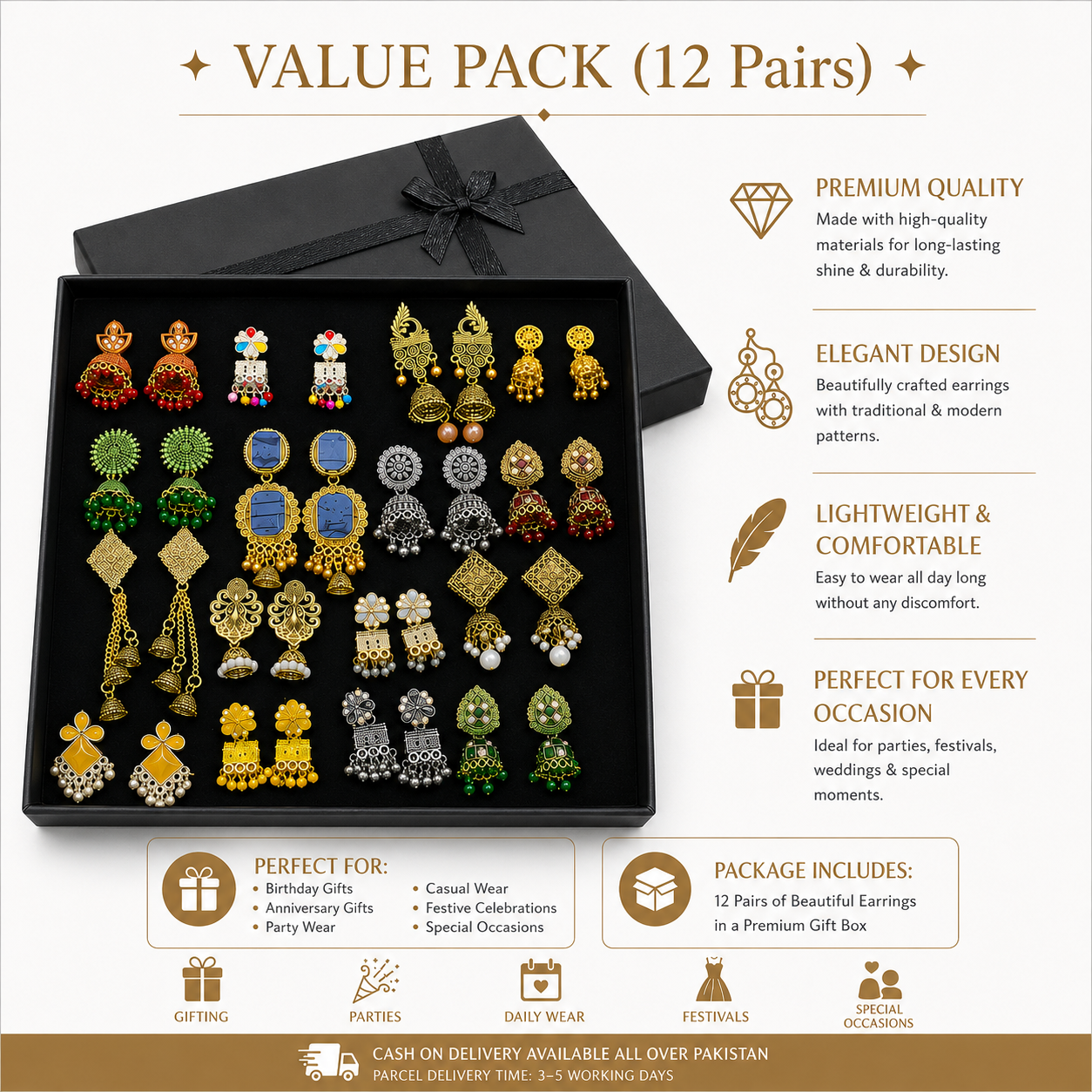 VALUE JHUMKI BOX (12 PAIRS) ✨